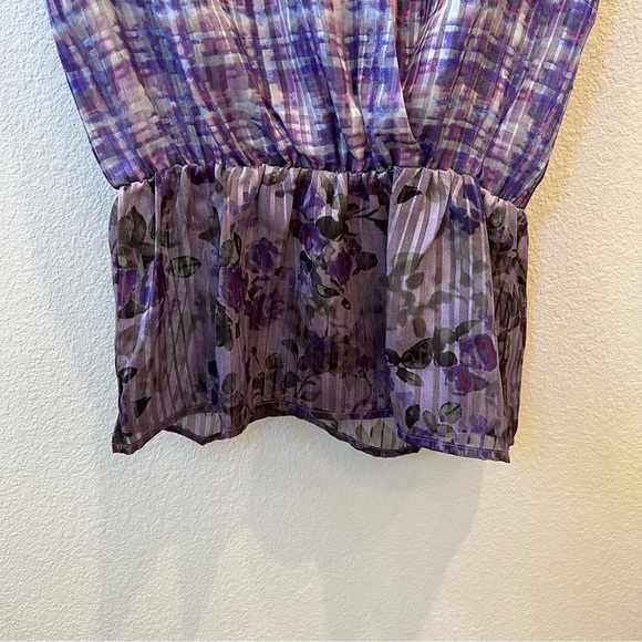 CAbi Purple Two print Peplum Style Blouse - Picture 9 of 9